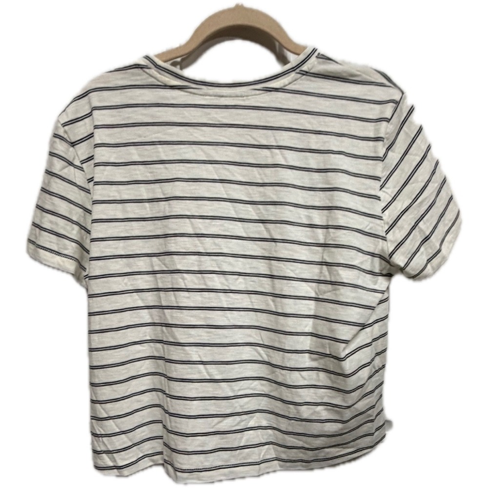 Madewell Whisper Cotton Crewneck Tee Large Ivory Black Stripe NS579 Pima Cotton - Picture 4 of 7